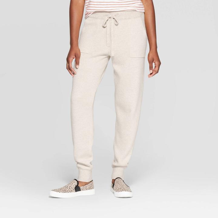 Women's Mid-rise Knit Sweater Jogger Pants - Universal Thread Oatmeal S, Size: