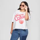 Mighty Fine Women's Coca-cola Plus Size Short Sleeve Cherry Coke Cropped Graphic T-shirt (juniors') White