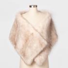 Women's Faux Fur Collared Jacket - A New Day Brown One Size, Women's