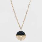 Patterned Half Circle And Starburst Pendant Necklace - Universal Thread Navy, Blue