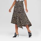 Women's Leopard Print Seamed Asymmetric Hem Slip Skirt - Who What Wear Yellow/black 14, Yellow/black