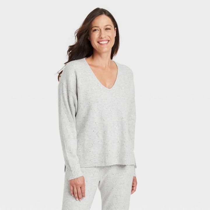 Women's V-neck Lounge Pullover Sweater - Stars Above