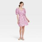 Women's Leopard Print Balloon Short Sleeve Dress - Who What Wear Cream