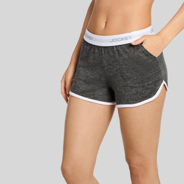 Jockey Generation Women's Retro Vibes Ribbed Pajama Shorts - Charcoal Heather