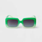 Women's Oversized Plastic Retro Rectangle Sunglasses - A New Day Green