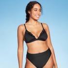 Women's Ruffle Bralette Bikini Top - Shade & Shore Black S, Women's,