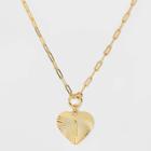 14k Gold Dipped 'i' Initial Diamond Cut Heart Pendant Necklace - A New Day Gold