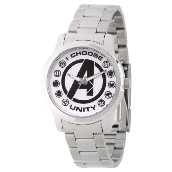 Men's Marvel Classic Avengers Logo/captain America/black Widow/hulk/ant-man/iron Man Alloy Watch -silver,