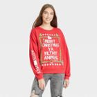 Women's Home Alone Merry Christmas Graphic Pullover Sweater - Cherry Red