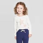 Toddler Girls' Long Sleeve Star Graphic T-shirt - Cat & Jack Cream 5t, Toddler Girl's, White