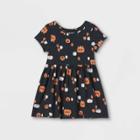 Toddler Girls' Halloween Print Short Sleeve Dress - Cat & Jack Black