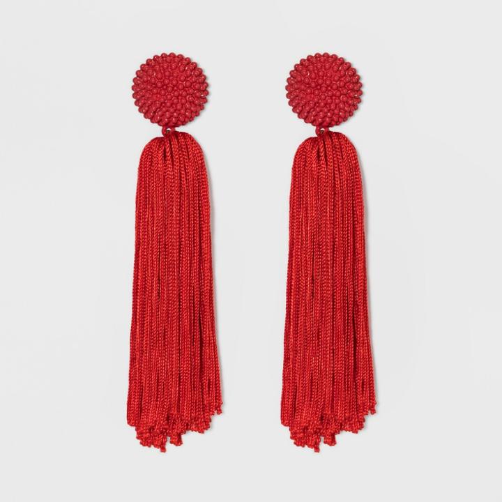Sugarfix By Baublebar Beaded Studs Tassel Drop Earrings - Red, Girl's