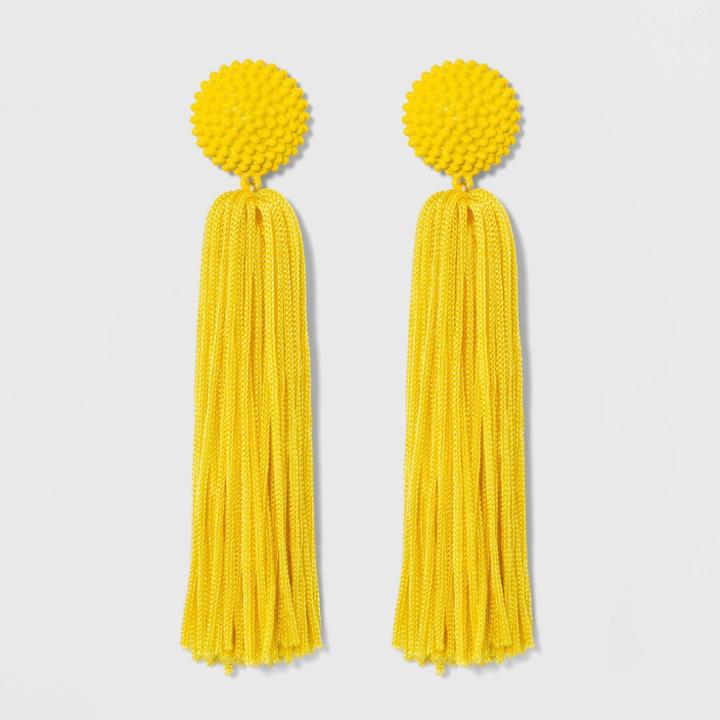 Sugarfix By Baublebar Beaded Studs Tassel Drop Earrings - Sun Yellow, Girl's