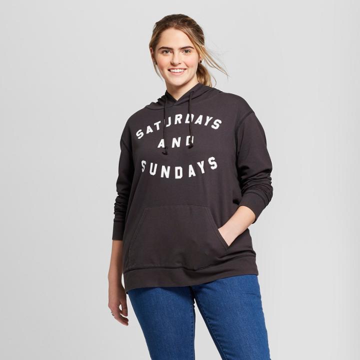 Women's Plus Size Saturdays And Sundays Graphic Hoodie - Fifth Sun (juniors') - Black