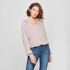 Women's Long Sleeve Lattice Back Pullover- Soul Cake (juniors') Lavender