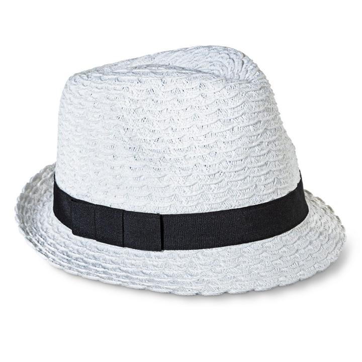 Women's Solid Fedora With Contrast Bow Sash - White - Merona, White/black