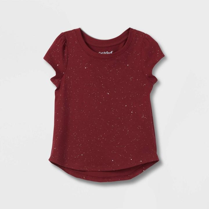 Toddler Girls' Sparkle Short Sleeve T-shirt - Cat & Jack Red