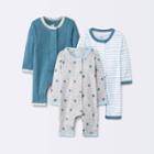 Baby Boys' 3pk Basic Romper - Cloud Island Sky Blue