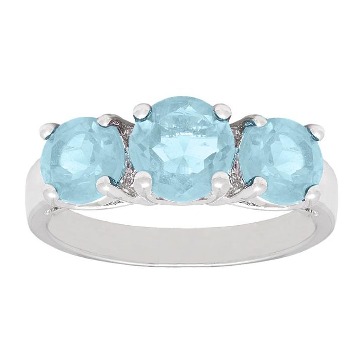 Target 3.00 Ct.t.w. Round-cut Blue Topaz 3-stone Prong Set Ring Silver Plated (size