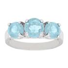 Target 3.00 Ct.t.w. Round-cut Blue Topaz 3-stone Prong Set Ring Silver Plated (size
