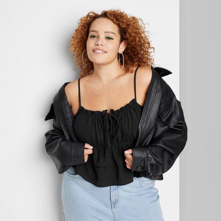 Women's Plus Size Tiered Ruffle Tank Top - Wild Fable Black
