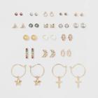 Hamsa, Crescent Moon, Star, And Cross Multipack Earring Set 18ct - Wild Fable, Women's,