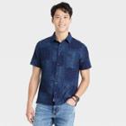 Men's Printed Standard Fit Textured Short Sleeve Button-down Shirt - Goodfellow & Co Black
