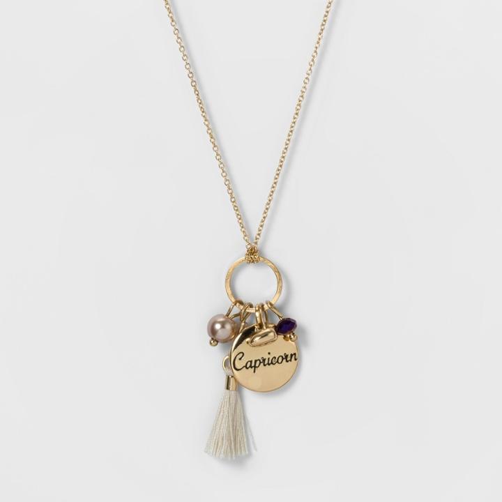 Target Women's Fashion Zodiac Capricorn Charm Necklace - Gold, Bright Gold Zodiac Sign - Capricorn