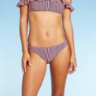 Women's Seersucker Cheeky Striped Bikini Bottom - Xhilaration Pink