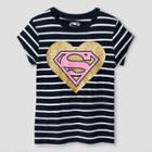 Girls' Supergirl Short Sleeve T-shirt - Navy/white Xl (14-16), Size: Xl(14-16), Blue