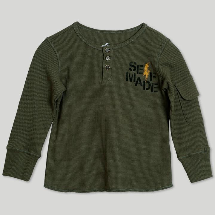 Afton Street Toddler Boys' Long Sleeve Henley - Green