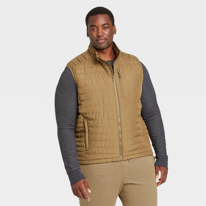 Men's Big & Tall Puffer Vest - All In Motion Olive Green