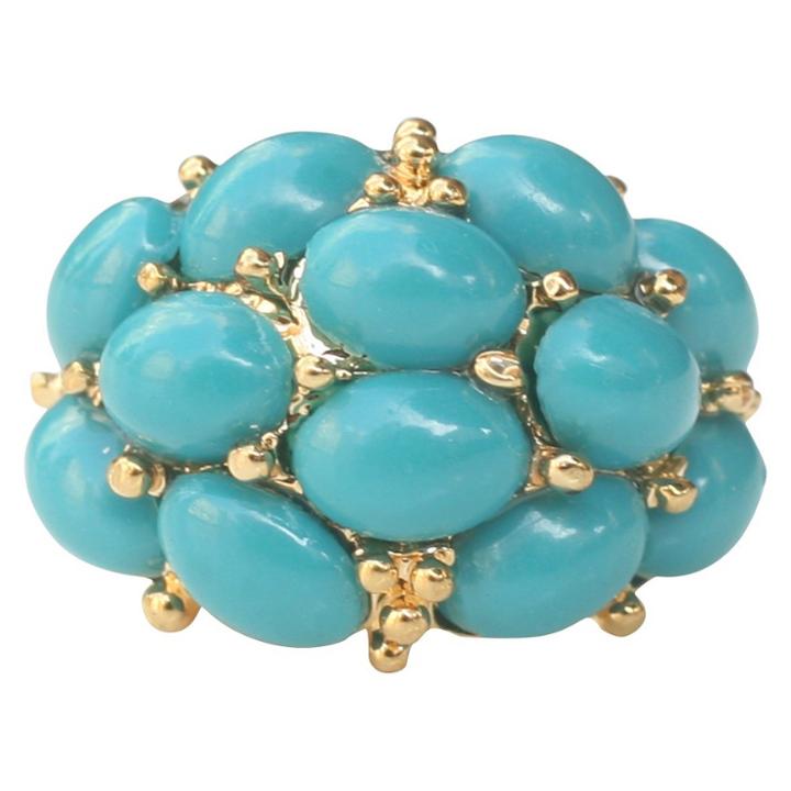 Zirconmania Zirconite Cabochon Stone Ring Turquoise -
