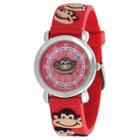 Kid's Geneva Platinum Monkey Design Silicone Strap Watch - Red, Kids Unisex