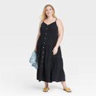 Women's Plus Size Sleeveless Button-front Tiered Dress - Universal Thread Black