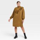Women's Plus Size Long Sleeve Sheath Dress - Who What Wear Brown