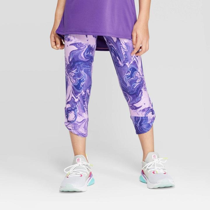 Girls' Marble Print Twist Capri Leggings - C9 Champion Purple