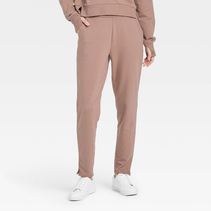 Women's High-rise French Terry Butter Wash Tapered Pants - All In Motion Taupe