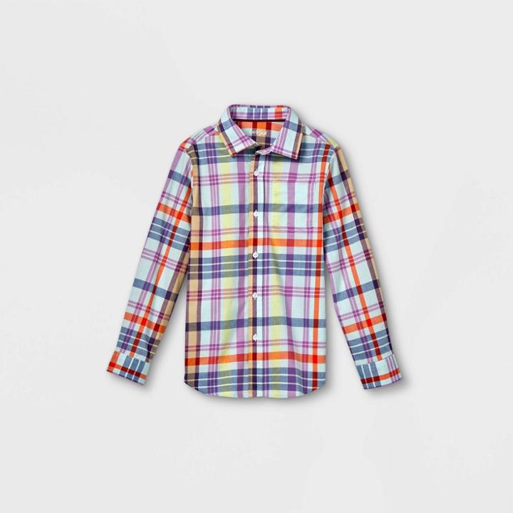 Boys' Woven Long Sleeve Button-down Shirt - Cat & Jack Blue/purple