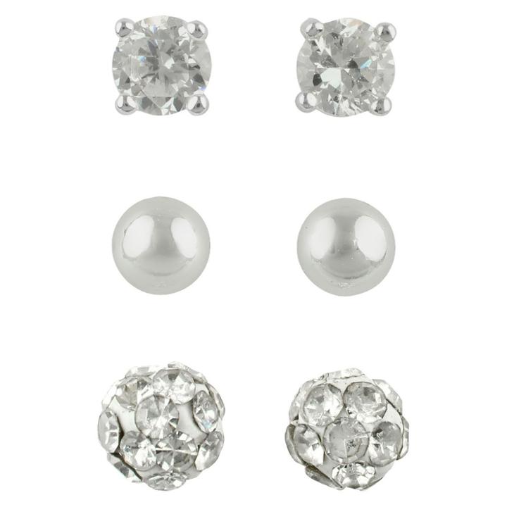 Target Cubic Zirconia Stud, Ball And Crystal Fireball Earrings Set Of