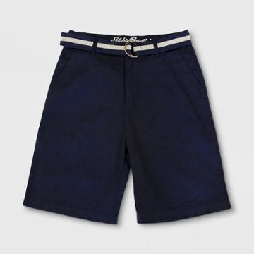 Eddie Bauer Boys' Twill Shorts With Belt Navy (blue)