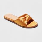 Women's Stacia Wide Width Knotted Satin Slide Sandals- A New Day Yellow 9w,