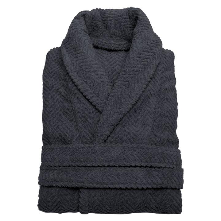 Linum Home Textiles Herringbone Weave Bathrobe Unisex Linum Home - Gray (small/medium)