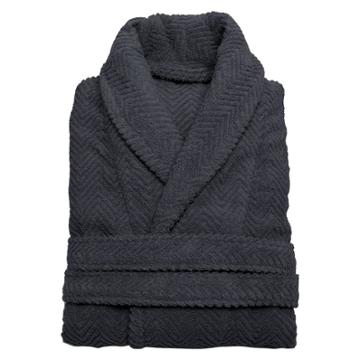Linum Home Textiles Herringbone Weave Bathrobe Unisex Linum Home - Gray (small/medium)