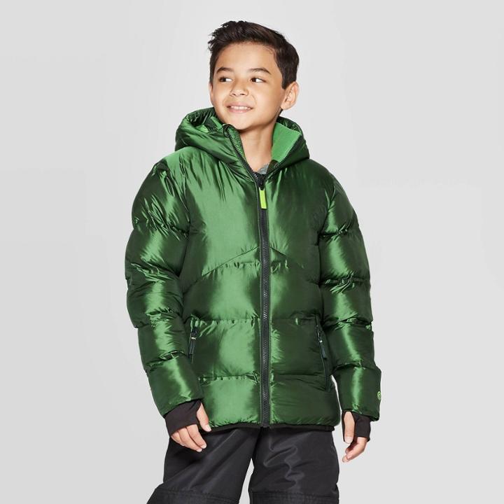 Boys' Puffer Jacket - C9 Champion Green/black