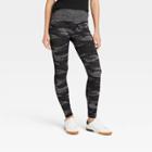 Women's Camo High-waist Seamless Cotton Blend Camo Leggings - A New Day Black
