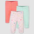 Gerber Baby Girls' 3pk Rainbow Pull-on Pants - Pink Newborn
