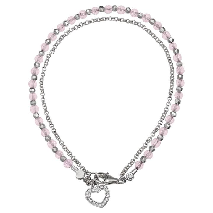 Target Women's Sterling Silver Bracelet With Heart Accent And Crystals - Silver/pink
