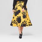 Women's Floral Print Full Silky Maxi Skirt - Who What Wear Yellow/black 14, Yellow/black Floral
