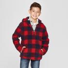 Boys' Buffalo Check Sherpa Lined Sweatshirt - Cat & Jack Red
